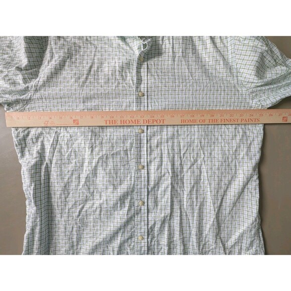 Jack Stone by Thomas Dean Dress Shirt Men's Size XL Green Plaid Patterned Cuff - Picture 7 of 16